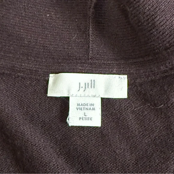 J.Jill Plum Open Front Cardigan Petite Large Soft Knit Pocket Sweater Fall - Picture 5 of 8